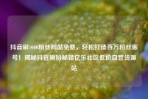 抖音刷1000粉丝网站免费，轻松打造百万粉丝账号！揭秘抖音刷粉秘籍亿乐社区低价自营货源站